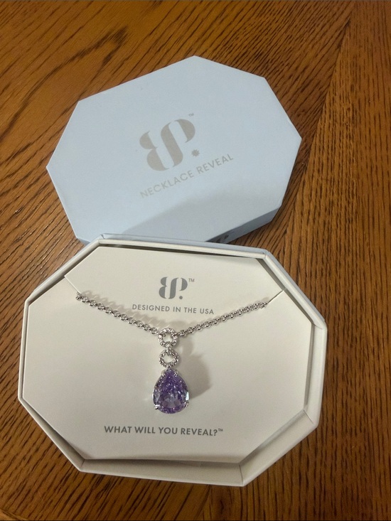 Bomb Party Jewelry - Necklace Reveal Silver Necklace with Purple Teardrop Pendant